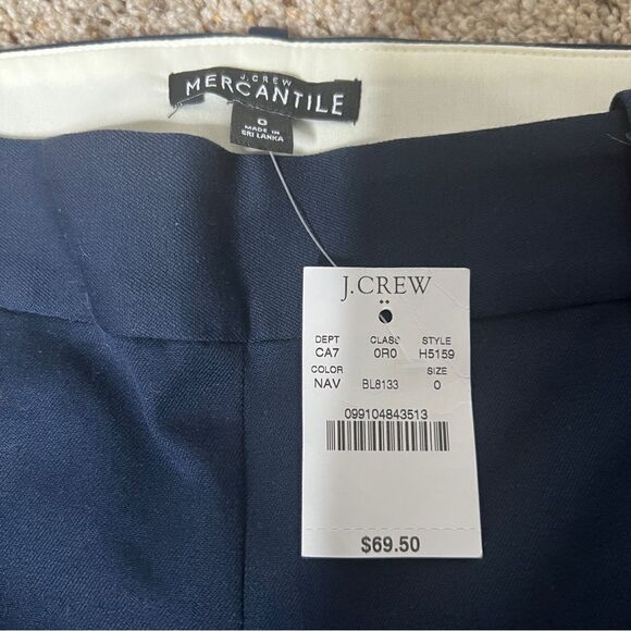 J Crew Women’s Navy Winnie Stretch Cotton Pants Style H5159 Size 0 - Picture 3 of 7